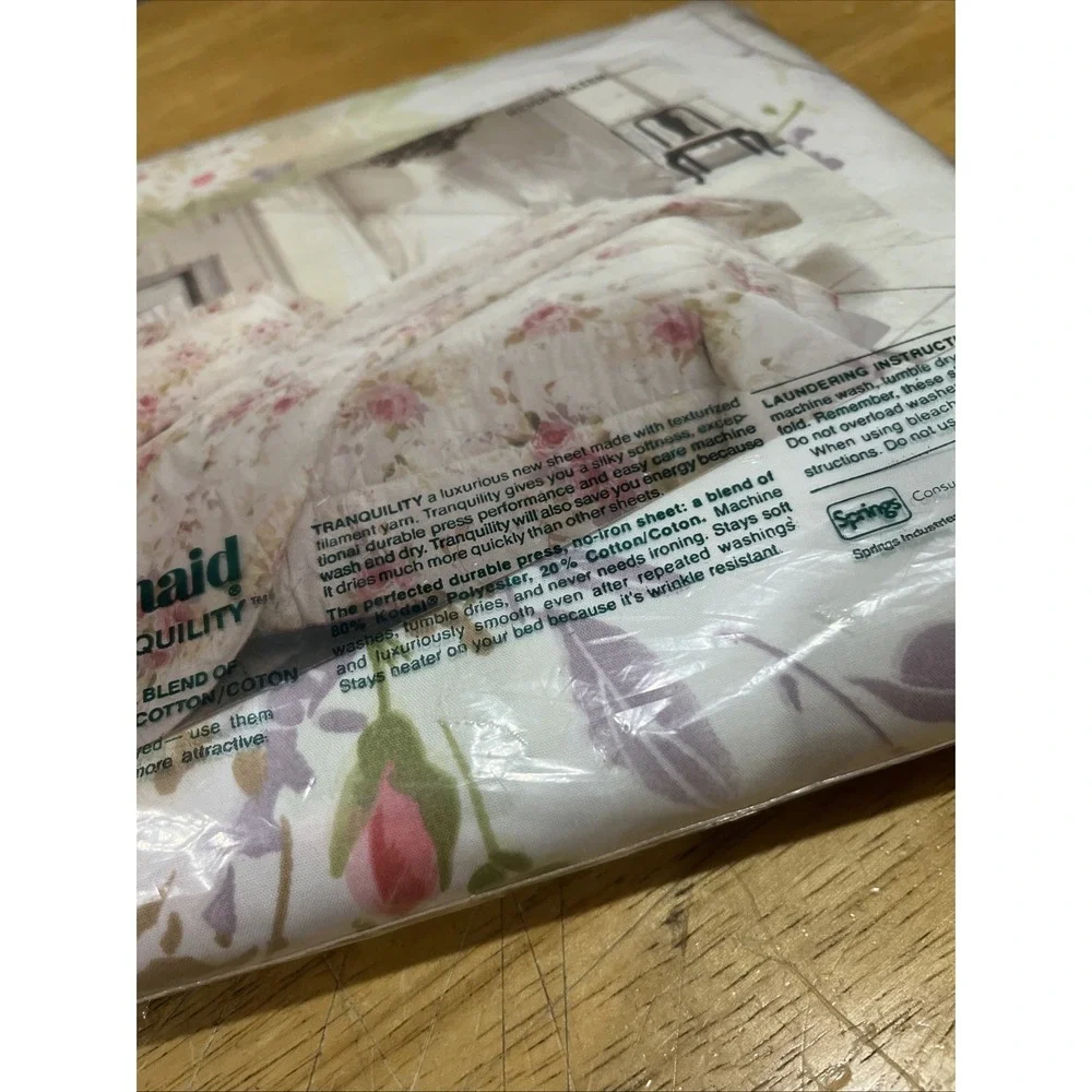 Vtg Springmaid Tranquility King Flat Sheet Rosewater Cottagecore Floral‎ Country